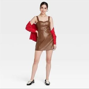A NEW DAY Faux Leather Dress / Brown / Size: XL